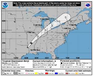 Cyclone post-tropical Beryl : prévision du NHC sur Meteo Tropicale - Meteo des cyclones