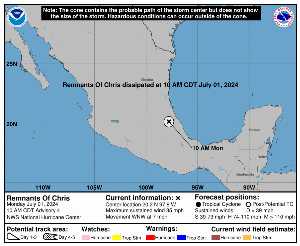 Rémanence Chris : prévision du NHC sur Meteo Tropicale - Meteo des cyclones