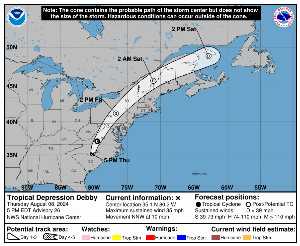 Cyclone post-tropical Debby : prévision du NHC sur Meteo Tropicale - Meteo des cyclones