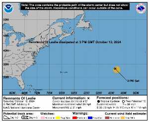 Rémanence Leslie : prévision du NHC sur Meteo Tropicale - Meteo des cyclones