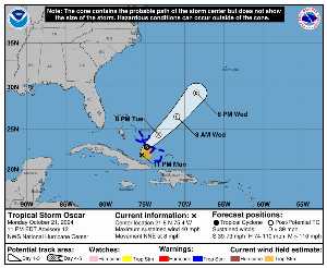 Tempête Oscar : prévision du NHC sur Meteo Tropicale - Meteo des cyclones