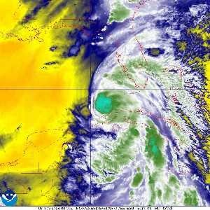 Ouragan Rafael : image satellite vapeur d