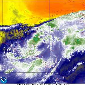 Tempête Sara : image satellite vapeur d