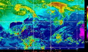 Météo des cyclones : Image satellite en couleurs naturelles.