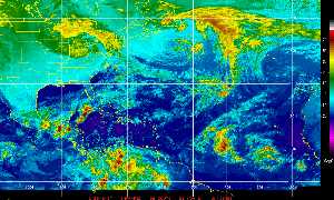 Météo des cyclones : Image satellite en couleurs naturelles.