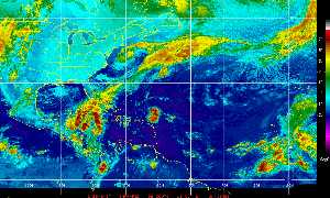 Météo des cyclones : Image satellite en couleurs naturelles.