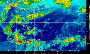 Météo des cyclones : Image satellite en couleurs naturelles.