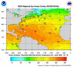 Météo tropicale : Carte des anomalies de température en Atlantique.