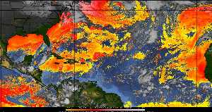 Météo tropicale : Air sec et densité de poussière dans l'air.