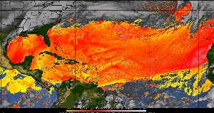 Météo tropicale : Air sec et densité de poussière dans l'air.