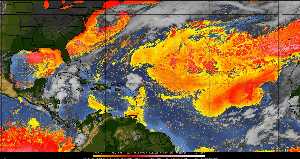 Météo tropicale : Air sec et densité de poussière dans l'air.