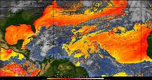 Météo tropicale : Air sec et densité de poussière dans l'air.