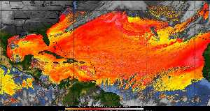 Météo tropicale : Air sec et densité de poussière dans l'air.