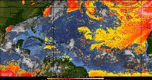 Météo tropicale : Air sec et densité de poussière dans l'air.