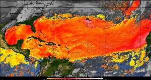 Météo tropicale : Air sec et densité de poussière dans l'air.