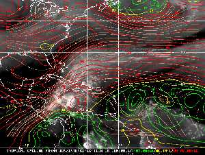 Météo tropicale : Carte des vents de cisaillement.