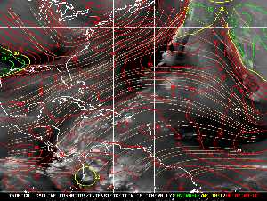 Météo tropicale : Carte des vents de cisaillement.