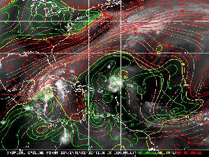 Météo tropicale : Carte des vents de cisaillement.