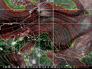 Météo tropicale : Carte des vents de cisaillement.