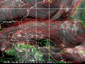 Météo tropicale : Carte des vents de cisaillement.