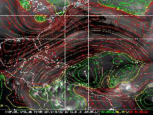 Météo tropicale : Carte des vents de cisaillement.