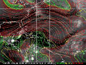 Météo tropicale : Carte des vents de cisaillement.