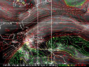 Météo tropicale : Carte des vents de cisaillement.