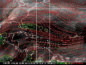 Météo tropicale : Carte des vents de cisaillement.