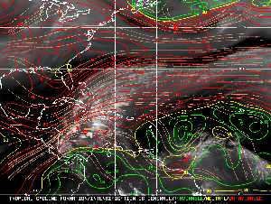 Météo tropicale : Carte des vents de cisaillement.