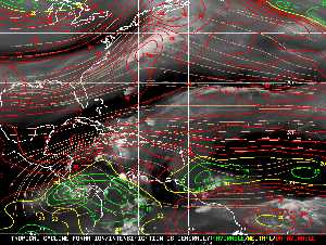 Météo tropicale : Carte des vents de cisaillement.