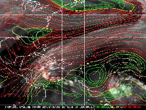 Météo tropicale : Carte des vents de cisaillement.