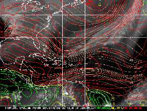 Météo tropicale : Carte des vents de cisaillement.