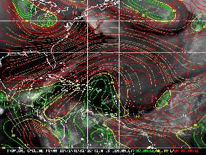 Météo tropicale : Carte des vents de cisaillement.