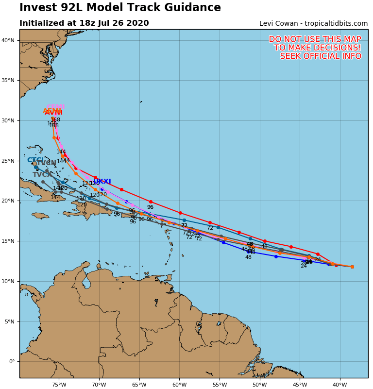 Invest 92L 2 26 juillet 2020 18H00 UTC Météo Tropicale